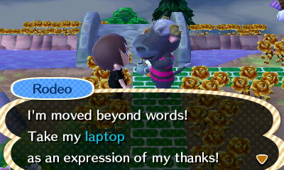 Rodeo: I'm moved beyond words! Take my laptop as an expression of my thanks!