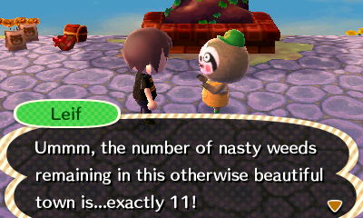 Leif: Ummm, the number of nasty weeds remaining in this otherwise beautiful town is...exactly 11!