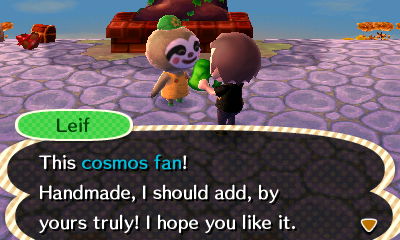 Leif: The cosmos fan! Handmade, I should add, by yours truly! I hope you like it.