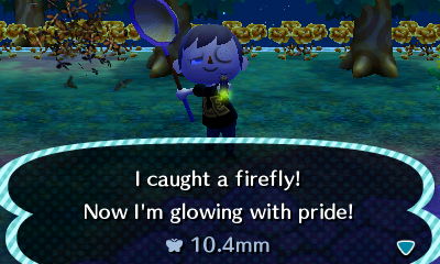 I caught a firefly! Now I'm glowing with pride!