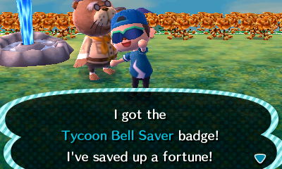 I got the Tycoon Bell Saver badge! I've saved up a fortune!