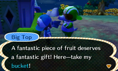 Big Top: A fantastic piece of fruit deserves a fantastic gift! Here--take my bucket!