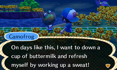 Camofrog: On days like this, I want to down a cup of buttermilk and refresh myself by working up a sweat!