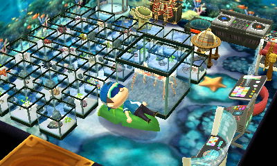 Resting in Matthew's home full of sea creatures in ACNL.
