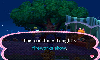 This concludes tonight's fireworks show.