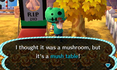 I thought it was a mushroom, but it's a mush table!