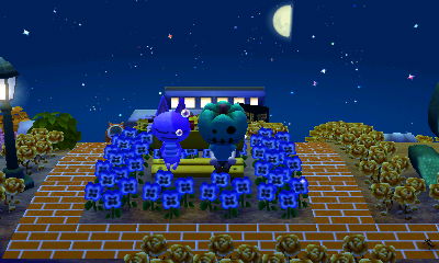 Bob sleeps on a yellow bench in ACNL.