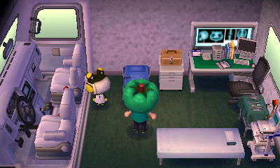 Raddle in his RV in Animal Crossing: New Leaf for Nintendo 3DS.