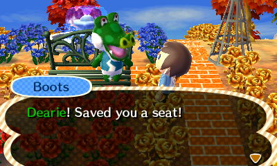 Boots: Dearie! Saved you a seat!