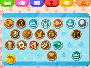 Jeff's badge collection in Animal Crossing: New Leaf from December 2013 to November 2017 (animated GIF).