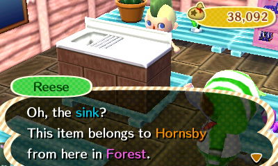 Reese: Oh, the sink? This item belongs to Hornsby from here in Forest.