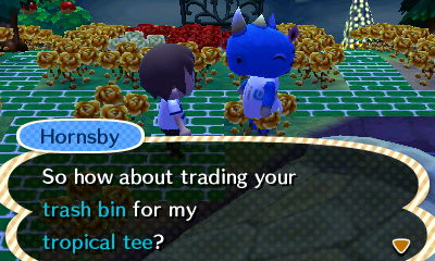 Hornsby: So how about trading your trash bin for my tropical tee?