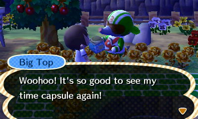 Big Top: Woohoo! It's so good to see my time capsule again!