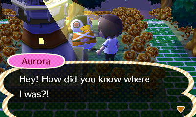 Aurora: Hey! How did you know where I was?!