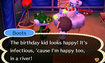 Boots: The birthday kid looks happy! It's infectious, 'cause I'm happy too, in a river!