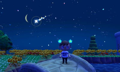 Jeff wishes on a shooting star in Animal Crossing: New Leaf.