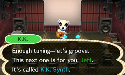 K.K.: Enough tuning--let's groove. This next one is for you, Jeff. It's called K.K. Synth.