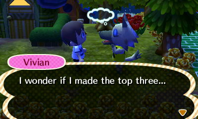 Vivian: I wonder if I made the top three...
