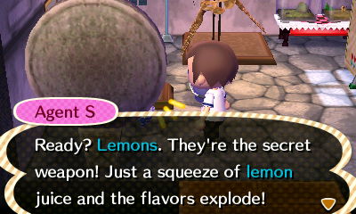 Agent S: Ready? Lemons. They're the secreat weapon! Just a squeeze of lemon juice and the flavors explode!