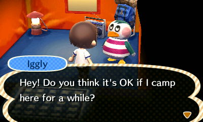 Iggly: Hey! Do you think it's OK if I can camp here for a while?