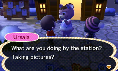 Ursala: What are you doing by the station? Taking pictures?