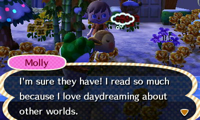 Molly: I'm sure they have! I read so much because I love daydreaming about other worlds.