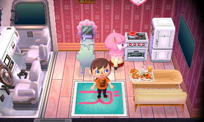 The inside of Reese's RV in Animal Crossing: New Leaf.