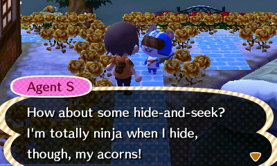Agent S: How about some hide-and-seek? I'm totally ninja when I hide, though, my acorns!