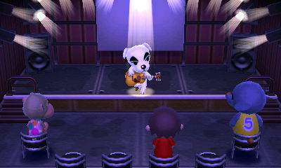 K.K. Slider performs for Elise, Jeff, and Dizzy.