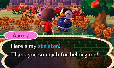 Aurora: Here's my skeleton! Thank you so much for helping me!