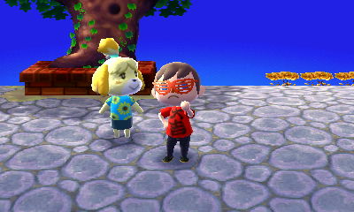 Jeff tries on the ladder shades in Animal Crossing: New Leaf.