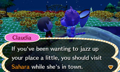 Claudia: If you've been wanting to jazz up your place a little, you should visit Sahara [sic] while she's in town.
