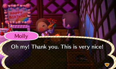 Molly: Oh my! Thank you. This is very nice!