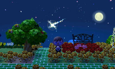 Jeff wishes on a shooting star in Animal Crossing: New Leaf.