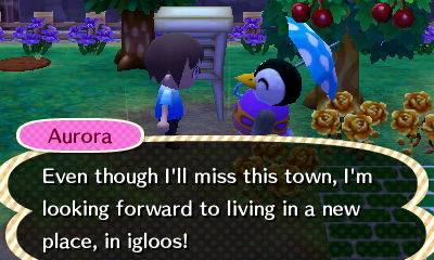 Aurora: Even though I'll miss this town, I'm looking forward to living in a new place, in igloos!