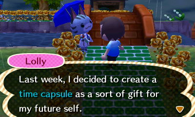 Lolly: Last week, I decided to create a time capsule as a sort of gift for my future self.