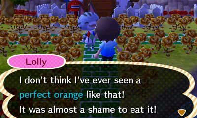 Lolly: I don't think I've ever seen a perfect orange like that! It was almost a shame to eat it!
