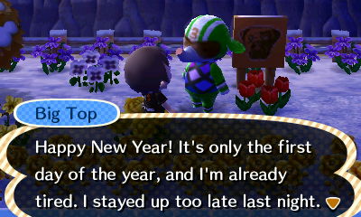 Big Top: Happy New Year! It's only the first day of the year, and I'm already tired. I stayed up too late last night.