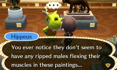 Hippeux: You ever notice they don't seem to have any ripped males flexing their muscles in these paintings...