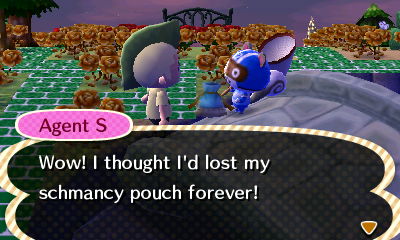 Agent S: Wow! I thought I'd lost my schmancy pouch forever!
