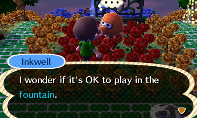 Inkwell: I wonder if it's OK to play in the fountain.