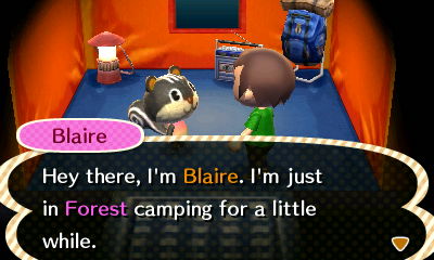 Blaire, at the campsite: Hey there, I'm Blaire. I'm just in Forest camping for a little while.