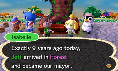 Isabelle: Exactly 9 years ago today, Jeff arrived in Forest and became our mayor.