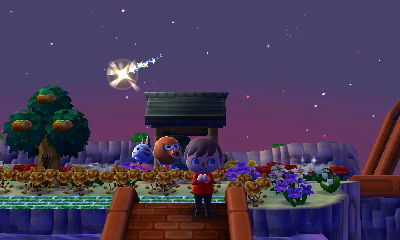 Wishing on a shooting star in ACNL.