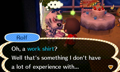 Rolf: Oh, a work shirt? Well that's something I don't have a lot of experience with...