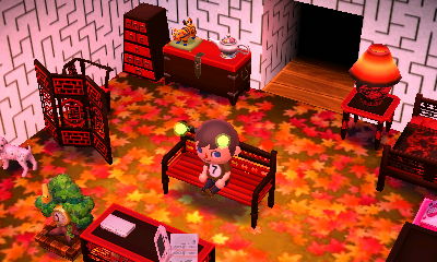The maze wall and autumn floor in Animal Crossing: New Leaf (ACNL).