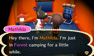 Mathilda, at the campsite: Hey there, I'm Mathilda. I'm just in Forest camping for a little while.