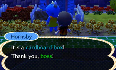 Hornsby: It's a cardboard box! Thank you, boss!