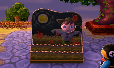 Jeff poses with the standee for the autumn moon (harvest moon).