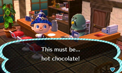 Me, at the Roost: This must be... hot chocolate!
